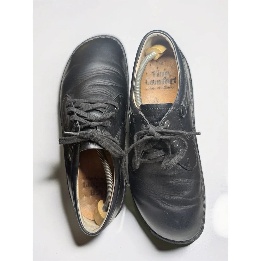 Finn Comfort  VAASA KAFFEE Men's Shoes Size 10.5 EU 44 Black Leather Oxford EUC